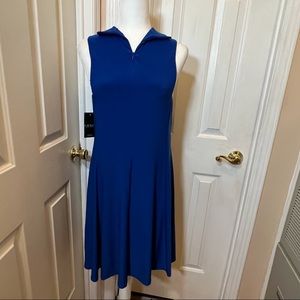 NWT Lauren Ralph Lauren Swing Sleeveless Front Zip Navy Blue Dress Size 4